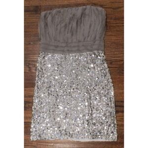 Alice + Olivia Grey & Silver Sequin Silk Dress Women's Size Unknown READ